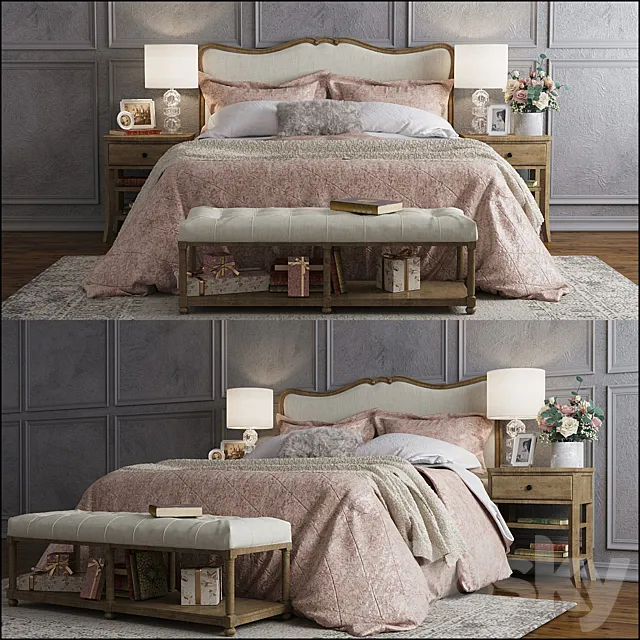 Pottery Barn Claremont bed 3D Model