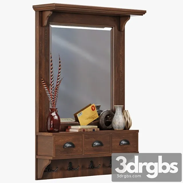 Pottery barn classic entryway mirror organizer 2 3D Model Free