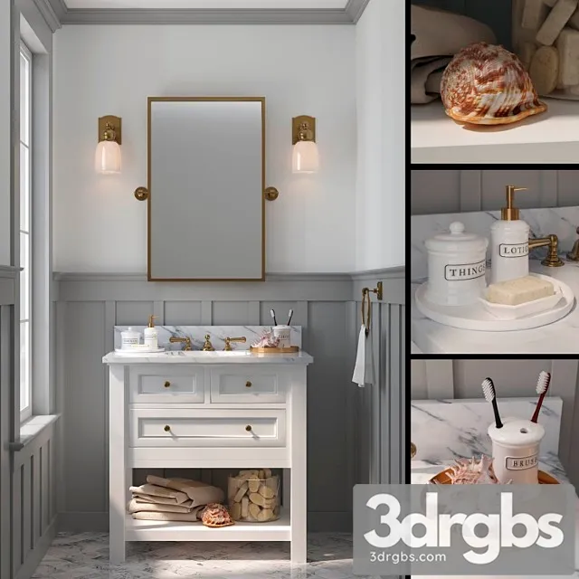 Pottery Barn Classic Single Sink Vanity 3D Model Free