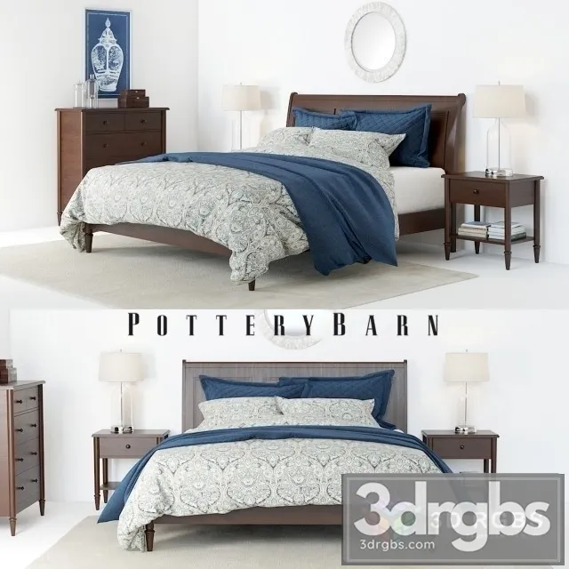 Pottery Barn Crosby Bed 3D Model Free