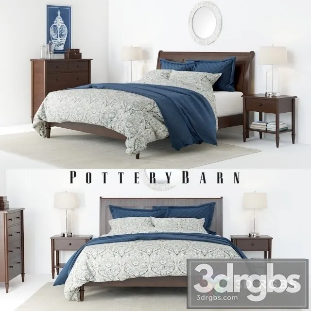 Pottery Barn Crosby Bedroom Set 3D Model Free