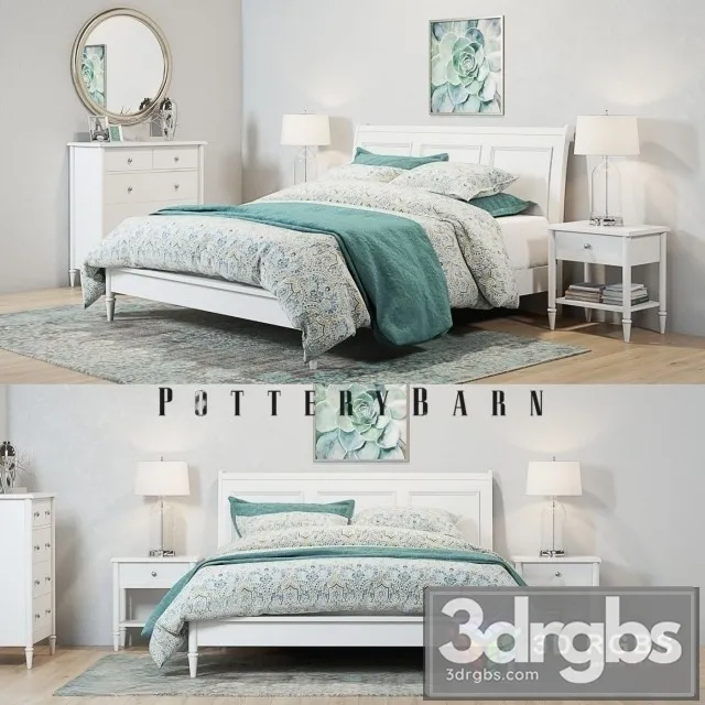 Pottery Barn Crosby White Bedroom Set 3D Model Free