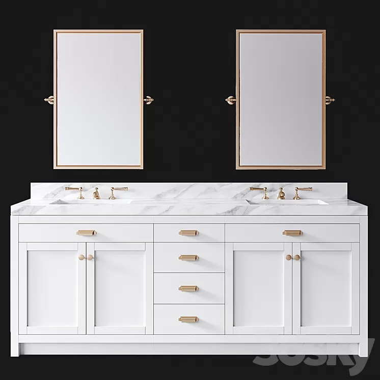 Pottery Barn Davis White Almond Double Sink Vanity 3D Model