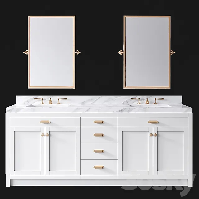 Pottery Barn Davis White Almond Double Sink Vanity 3DModel