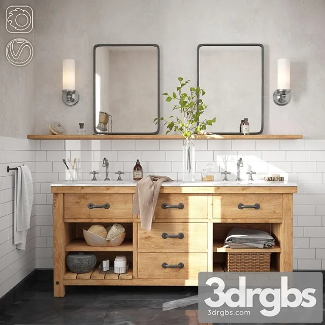 Pottery Barn Double Sink Vanities 2 3D Model Free
