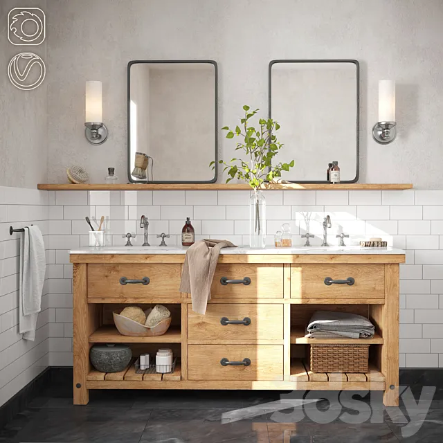Pottery Barn Double Sink Vanities 3D Model