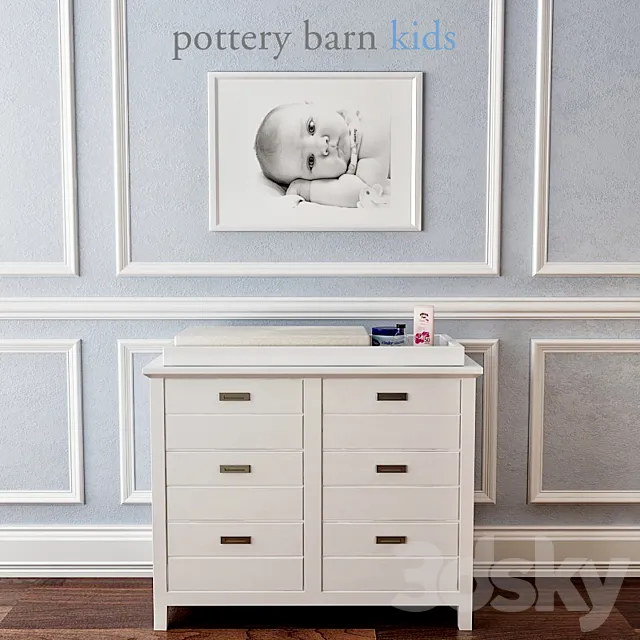 Pottery Barn. Emery Dresser & Topper Set 3DModel
