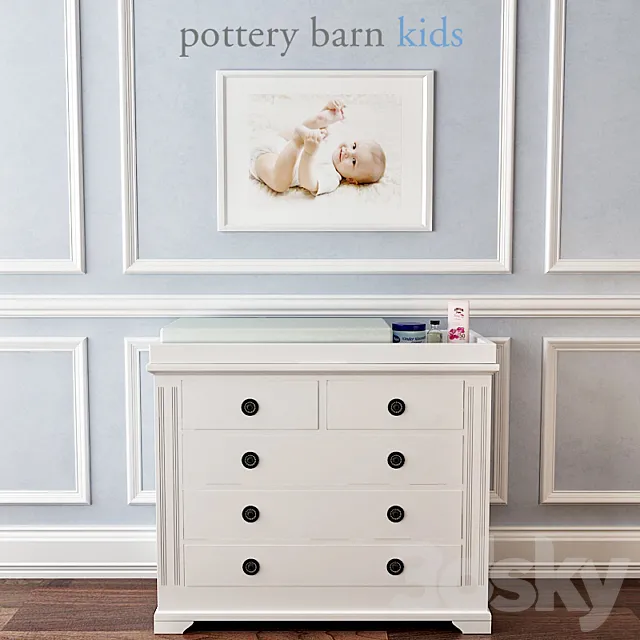Pottery Barn Fiona Dresser & Topper Set 3D Model