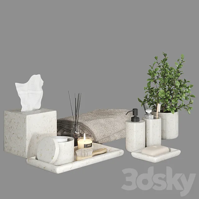 Pottery Barn Frost Marble Bath Accessories 3D Model