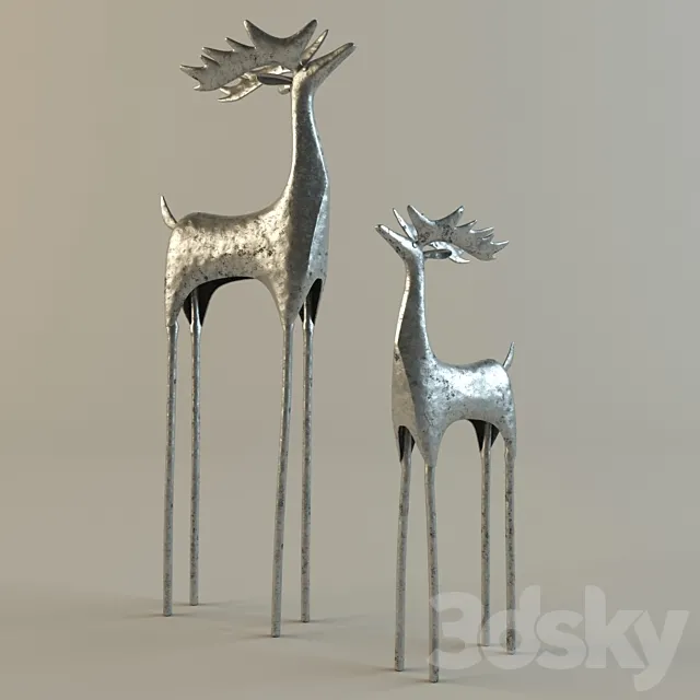 Pottery Barn Hammered Metal Reindeer 3D Model