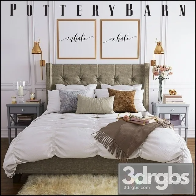 Pottery Barn Harper Bed 3D Model Free
