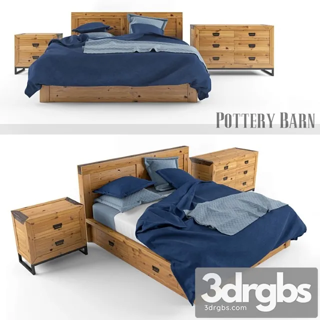 Pottery Barn Hendrix Bed Set 3D Model Free