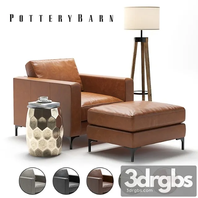 Pottery Barn Jake Armchair 3D Model Free