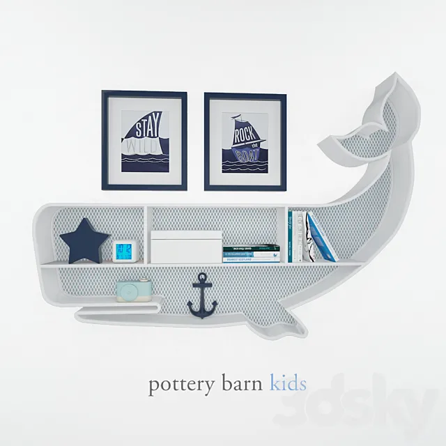pottery barn kids whale shelf 3D Model