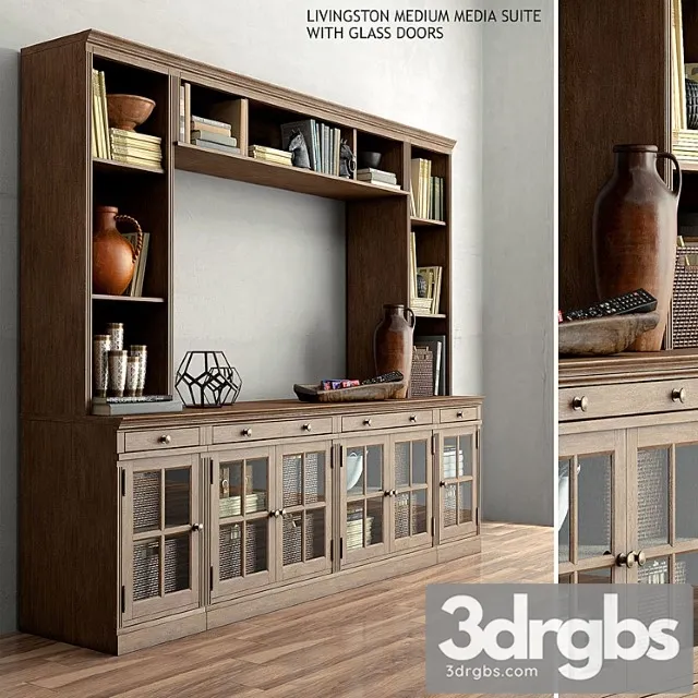 Pottery barn livingston medium media suite with glass doors 3D Model Free