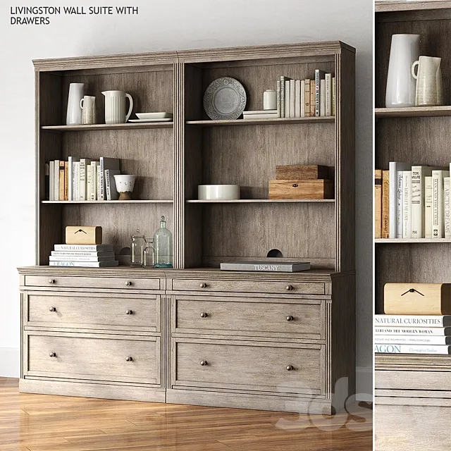 Pottery barn LIVINGSTON WALL SUITE WITH DRAWERS 3DModel