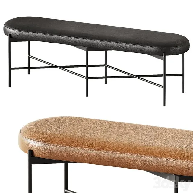 Pottery Barn Maison Leather Backless Bench 3D Model