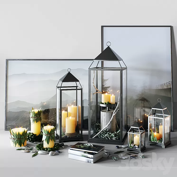 Pottery Barn | Malta Lantern Set .1 3D Model