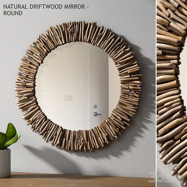 Pottery barn NATURAL DRIFTWOOD MIRROR - ROUND 3D Model