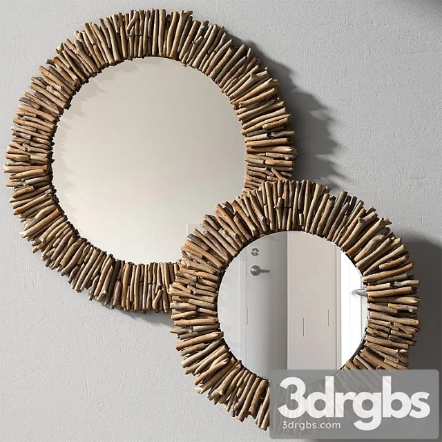Pottery barn natural driftwood mirror - round 3D Model Free