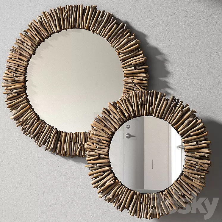 Pottery barn NATURAL DRIFTWOOD MIRROR - ROUND 3D Model