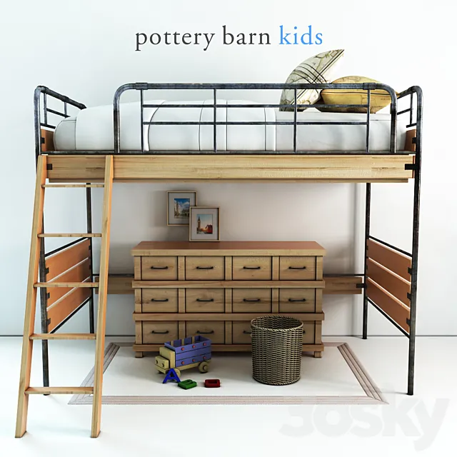 Pottery barn Owen Twin Loft Bed - 1 3D Model