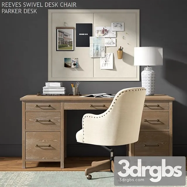 Pottery barn parker desk 2 3D Model Free