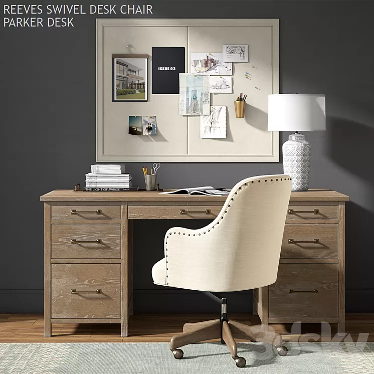 Pottery barn PARKER DESK 3D Model