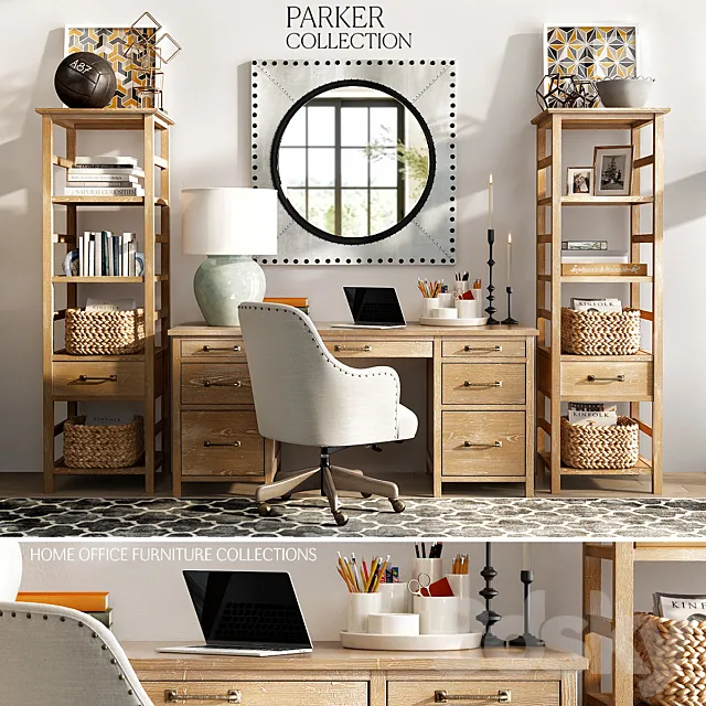 Pottery barn PARKER HOME OFFICE FURNITURE COLLECTION 3D Model