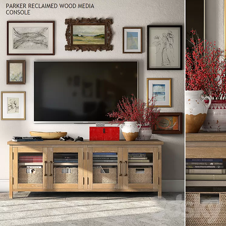 Pottery barn PARKER MEDIA CONSOLE 3D Model