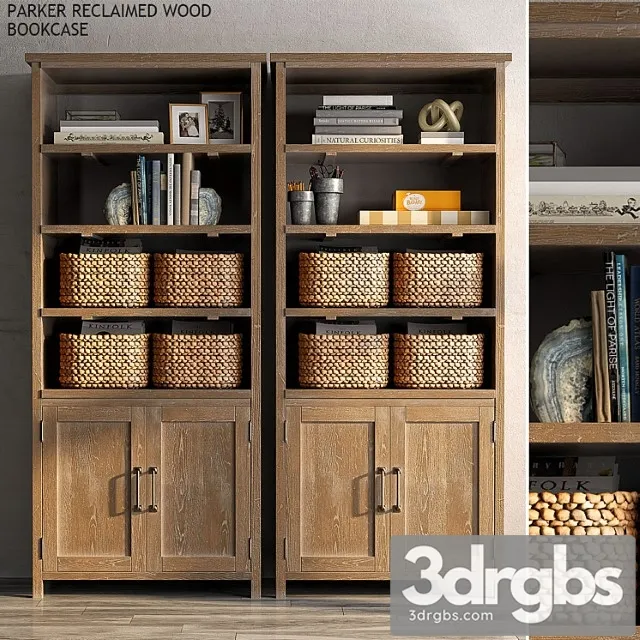Pottery barn parker reclaimed wood bookcase 2 3D Model Free