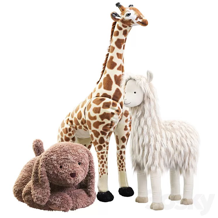 Pottery Barn plush liama Labradoodle Giraffe 3D Model Free