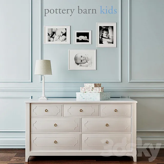 Pottery Barn pottery barn. Ava Regency Extra-Wide Dresser 3DModel