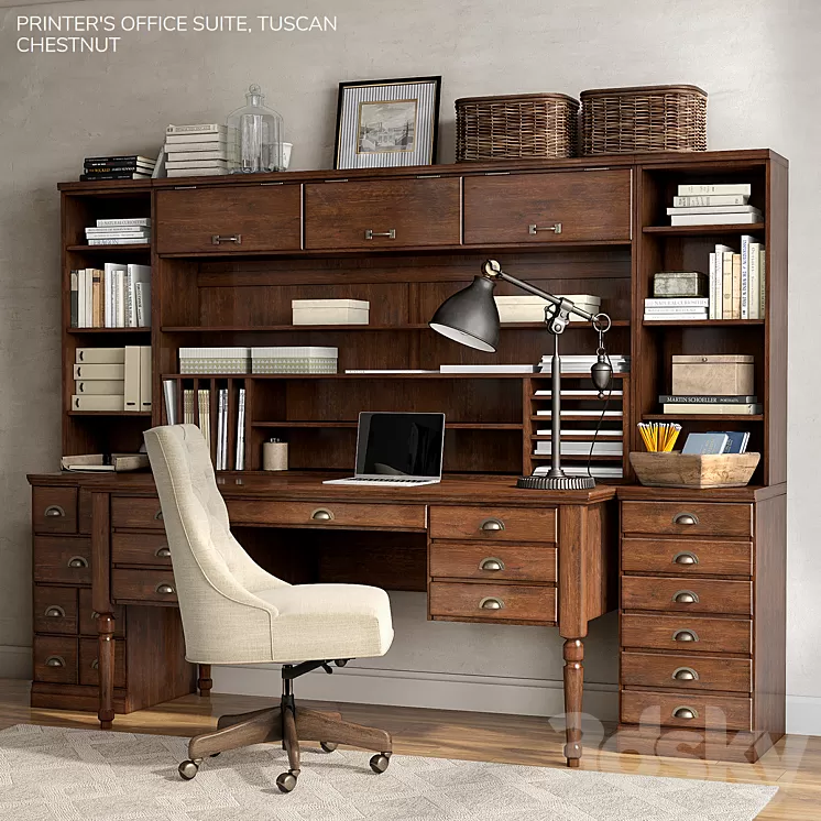 Pottery barn PRINTER'S OFFICE SUITE 3D Model