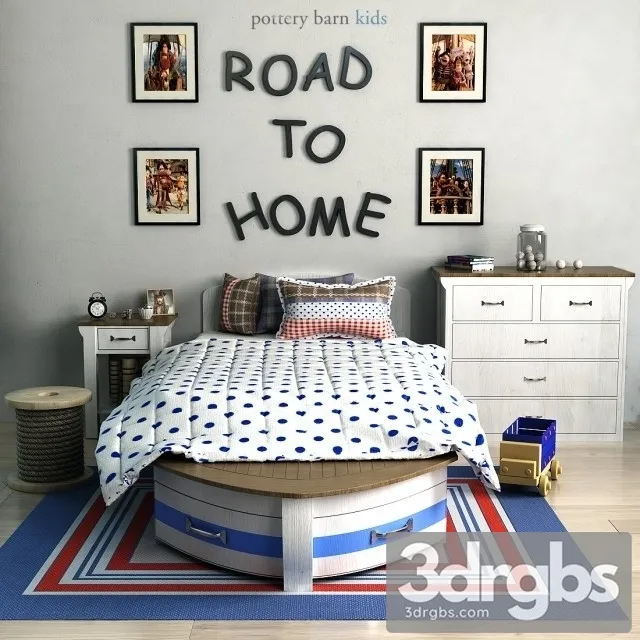 Pottery Barn Speedboat Bed Trundle 3D Model Free