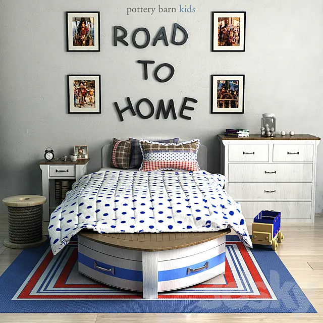 Pottery barn Speedboat Bed Trundle 3D Model