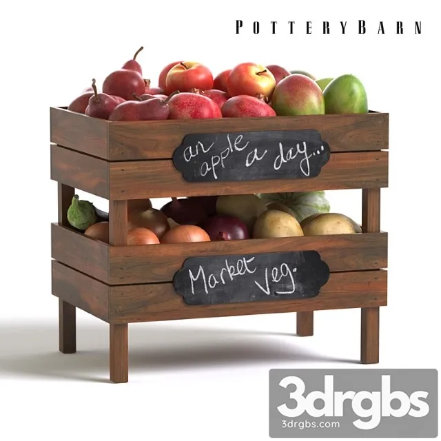 Pottery Barn Stackable Fruit and Vegetable Crates 3D Model Free