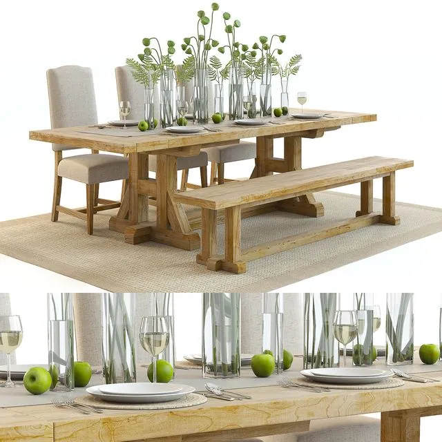 Pottery Barn Stafford Set 2 3D Model