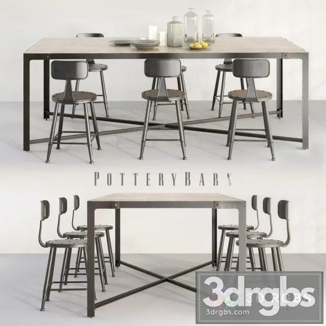 Pottery Barn Table Loft Mini Chair 3D Model Free