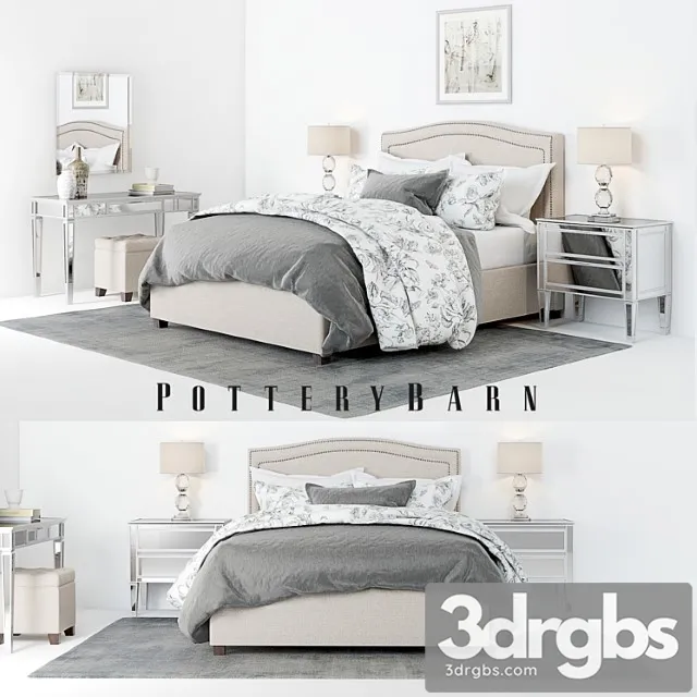 Pottery Barn Tamsen Bed set 01 3D Model Free
