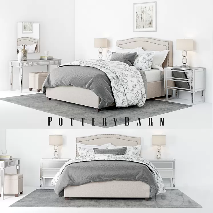 Pottery Barn Tamsen Bed set 01 3D Model