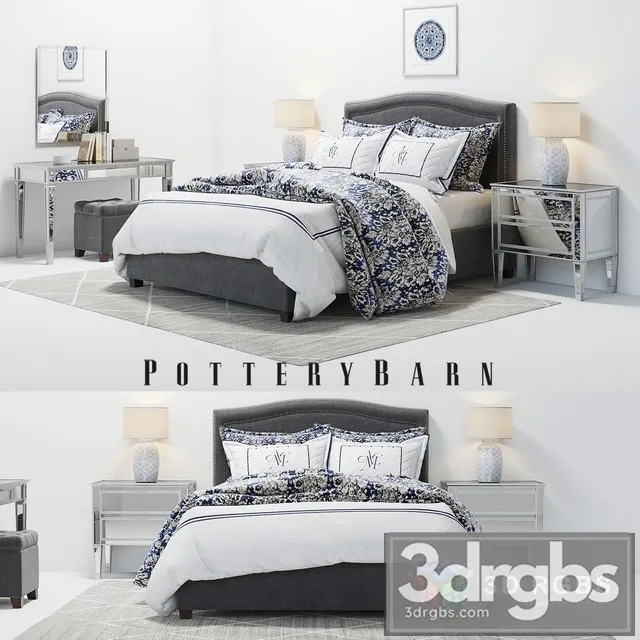 Pottery Barn Tamsen Bed Set 02 3D Model Free
