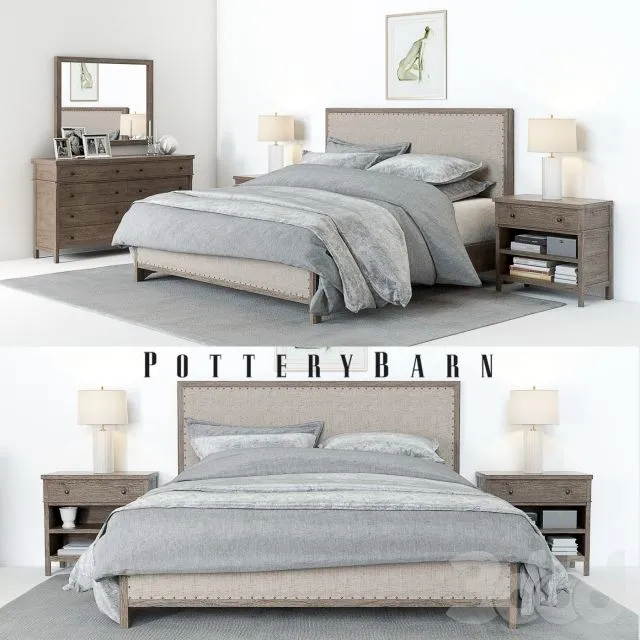 Pottery Barn Toulouse Bedroom set 3D Model