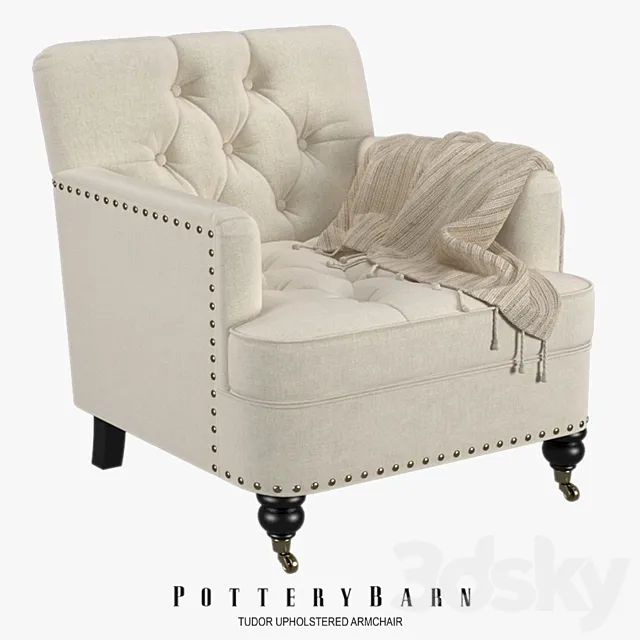 Pottery Barn - Tudor Upholstered Armchair 3D Model