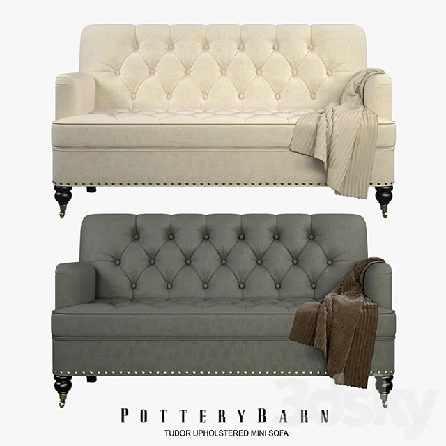 Pottery Barn - Tudor Upholstered Mini Sofa 3D Model