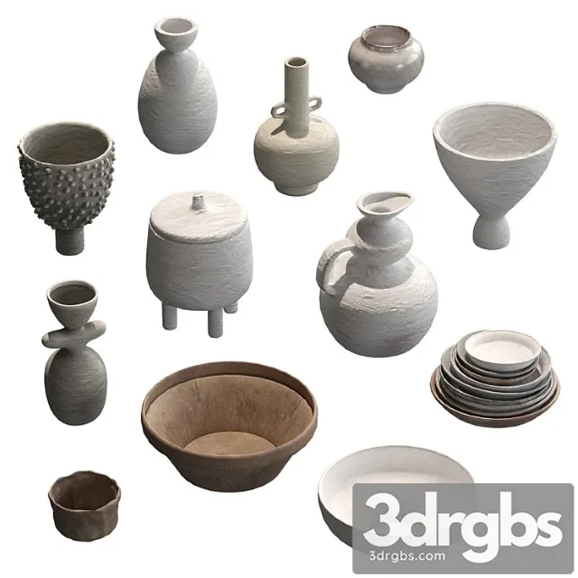 Pottery set v1 3D Model Free