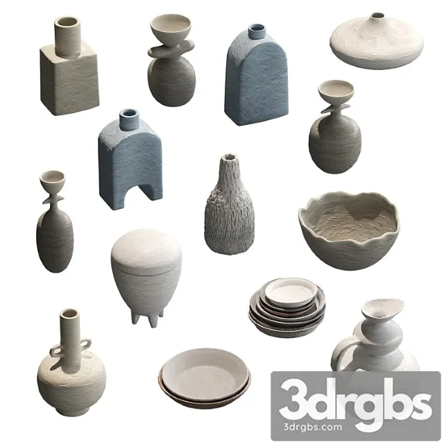 Pottery set v2 3D Model Free