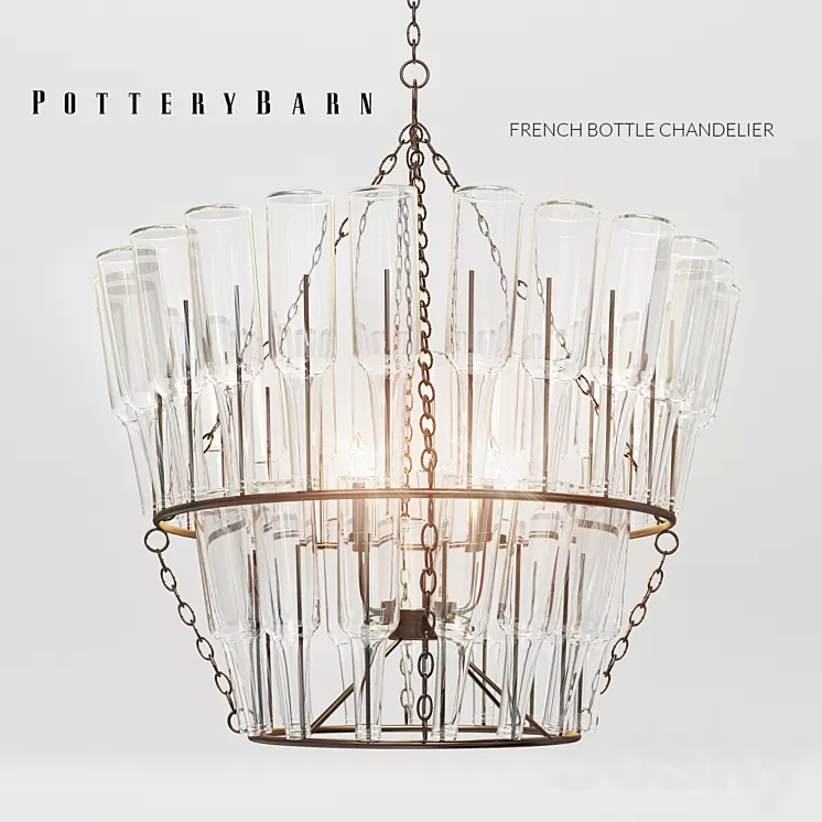 Potterybarn French bottle chandelier 3D Model