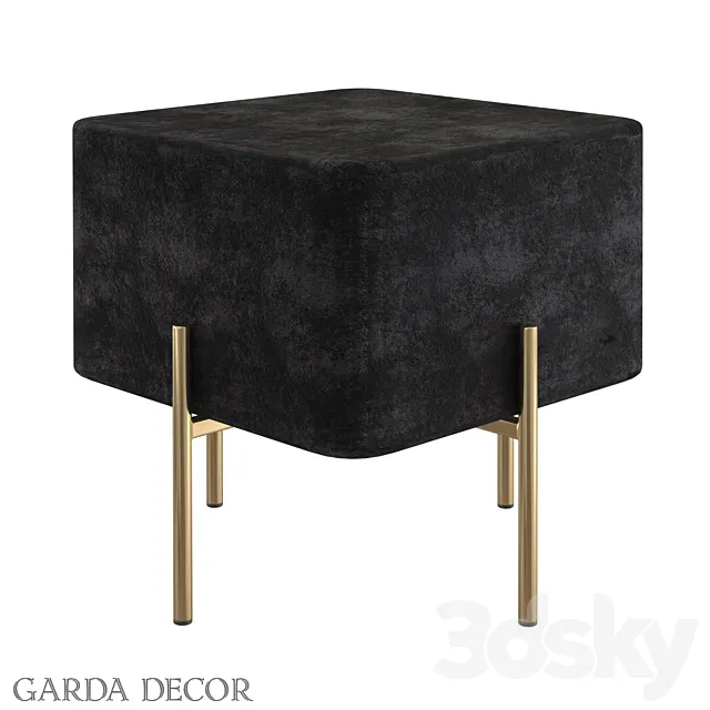 POUF BLACK VELOR GY-BEN7772GOLD-BL Garda Decor 3D Model