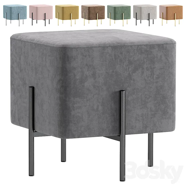 Pouf Gato Velvet and Leather made by Cosmo 3D Model Free